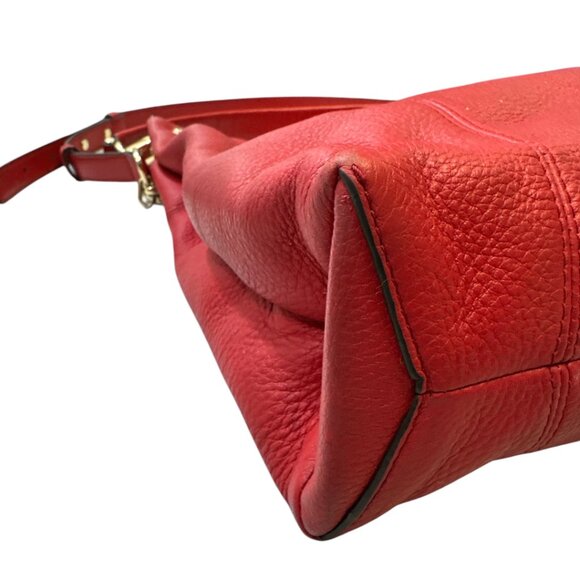 Michael Kors Red Leather Crossbody Hobo Handbag Bag Shoulder - Picture 6 of 16